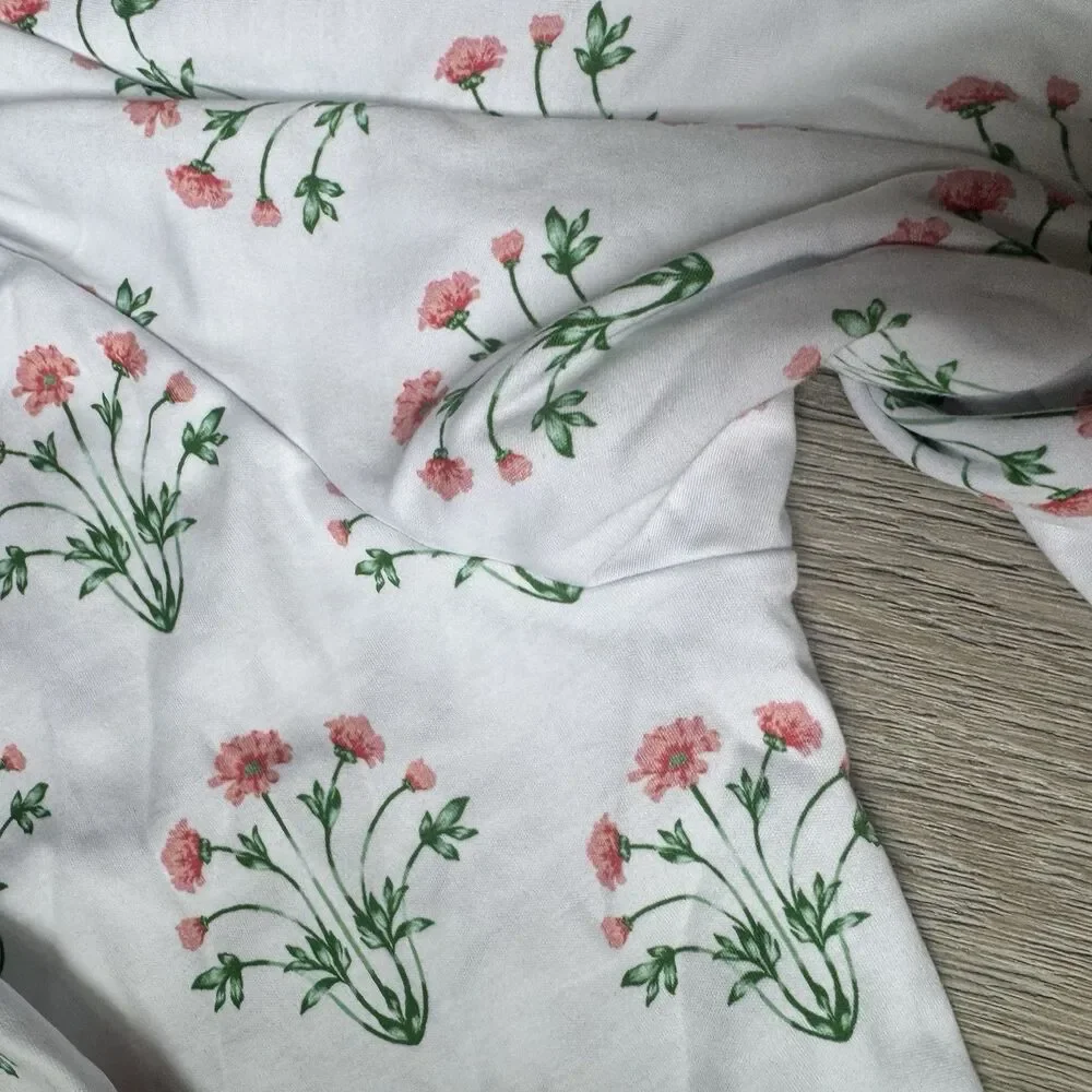 NWOT Lake Pajamas Pima Cotton Wrap Robe Floral Pink and Green XXL - Picture 5 of 10